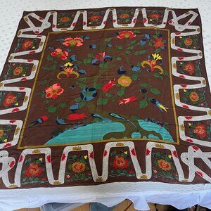 RARE Vintage Silk Scarf Metropolitan Museum of Art Qing Dynasty Tree of Life